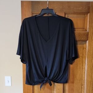 Cupshe Black Short Sleeve Tie Front Blouse